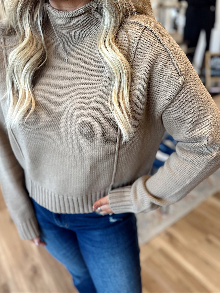 Sienna Mock Neck Ribbed Sweater