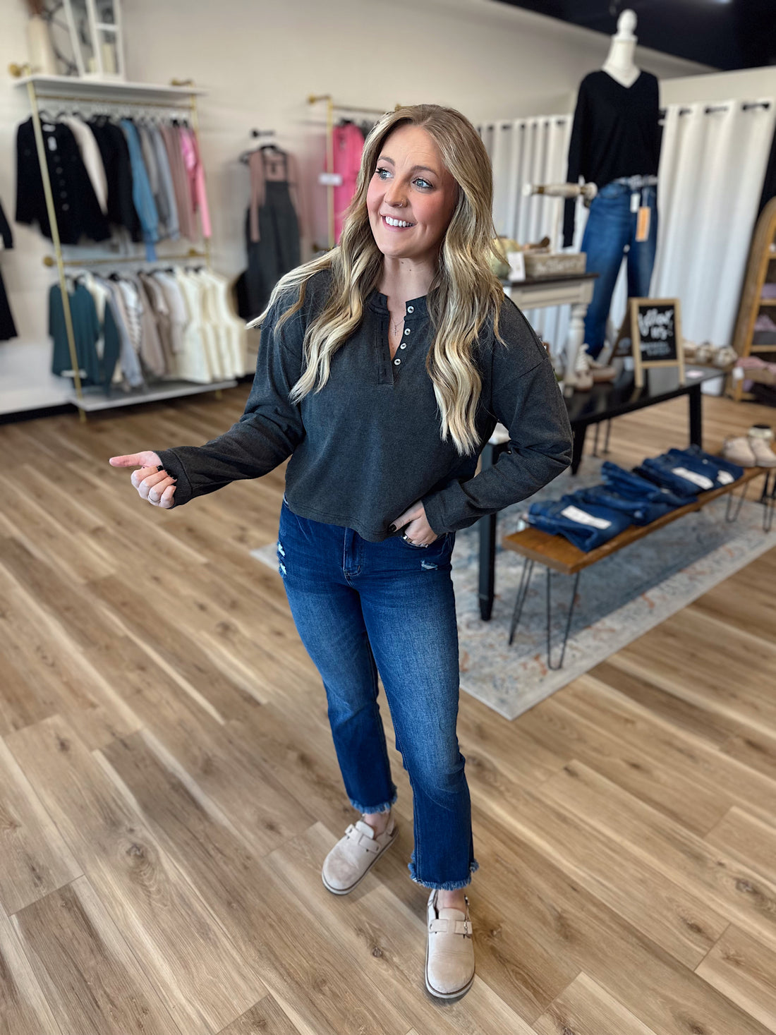 Kira Mineral Washed Henley Top