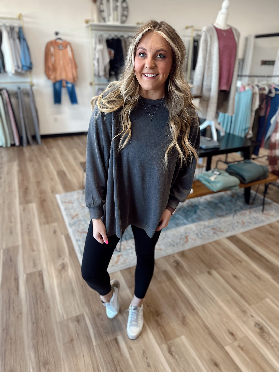 Navy Oversized Top