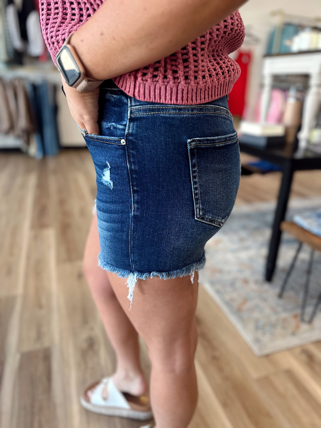 Emma Dark Wash Denim Shorts