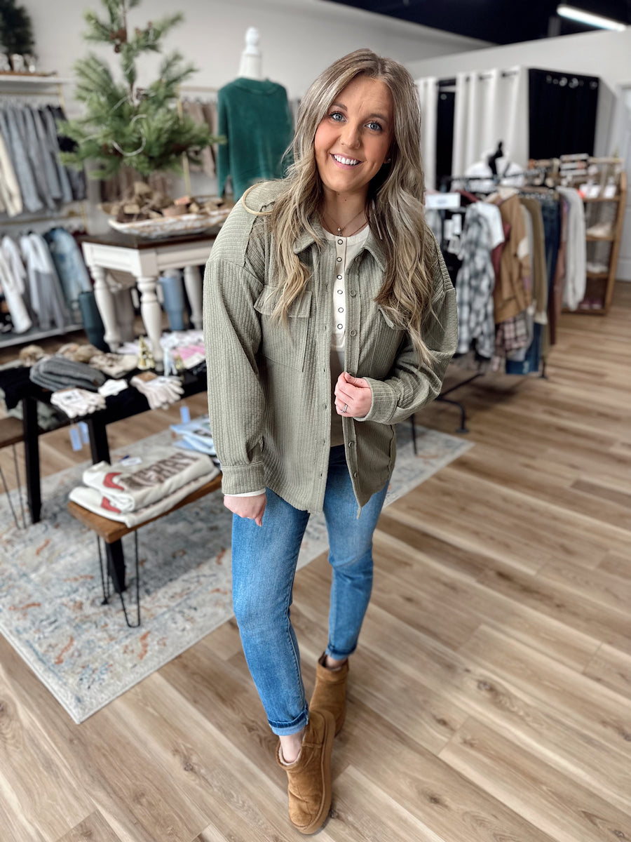 Button Down Henley Shacket