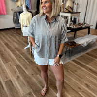 Devin Striped Button Down Oversized Top