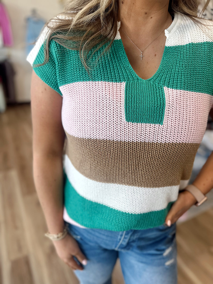 Tia Color Block Sweater Top