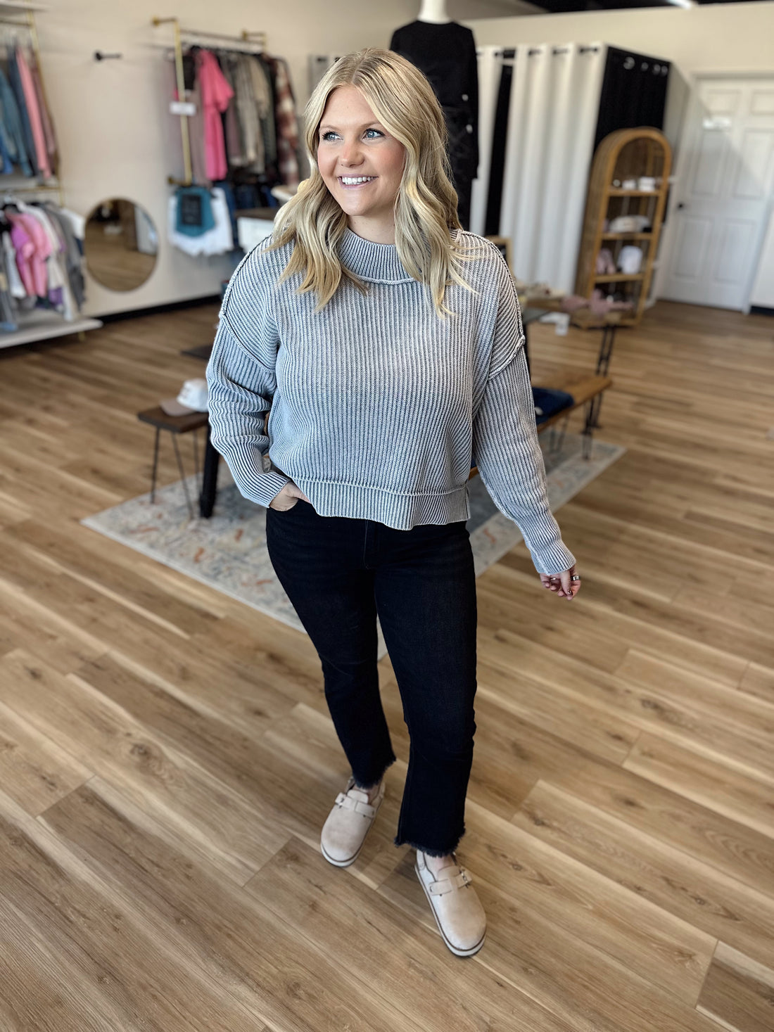 Paige Washed Oversized Cropped Sweater