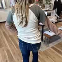 Nikki Waffle Color Block Top