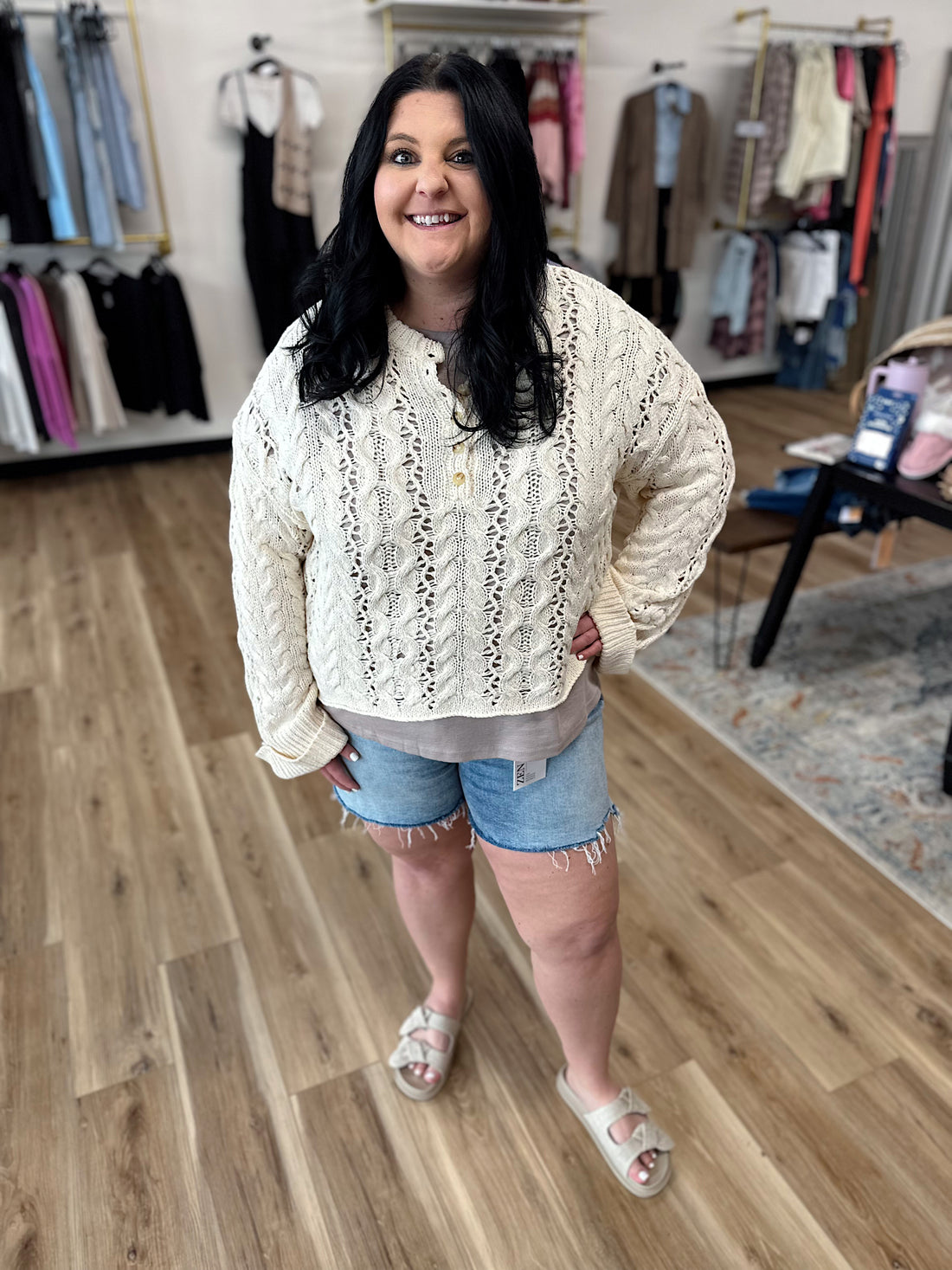 Ally Curvy  Distressed Denim Shorts