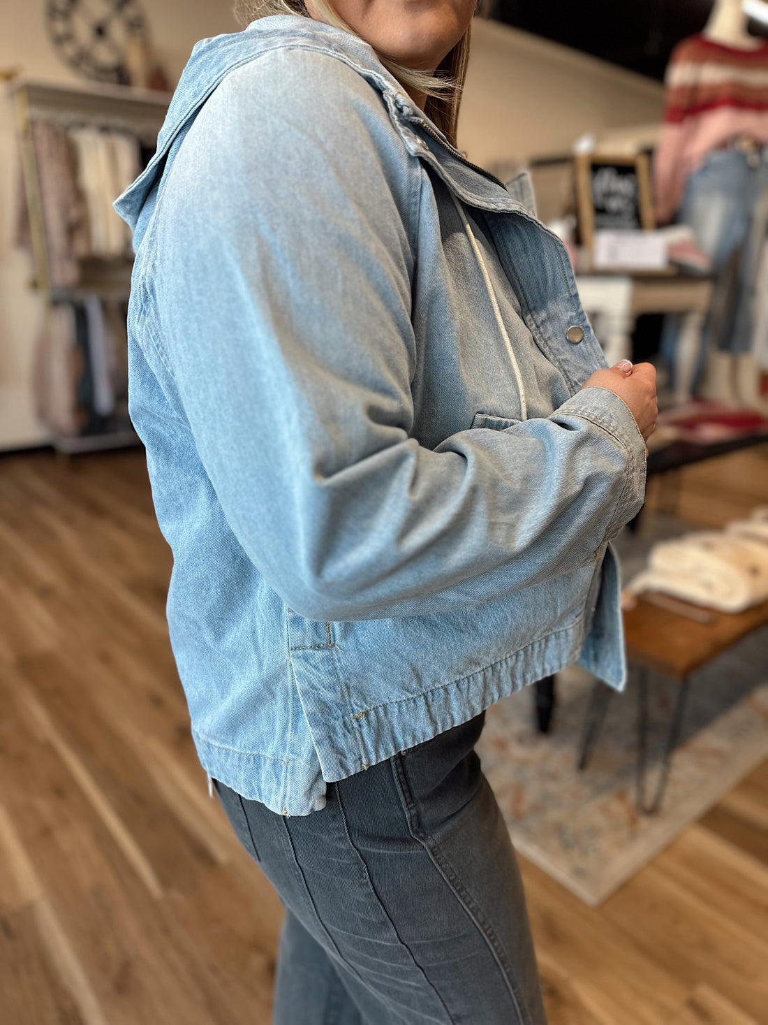 Poppi Oversized Raglan Sleeve Denim Jacket