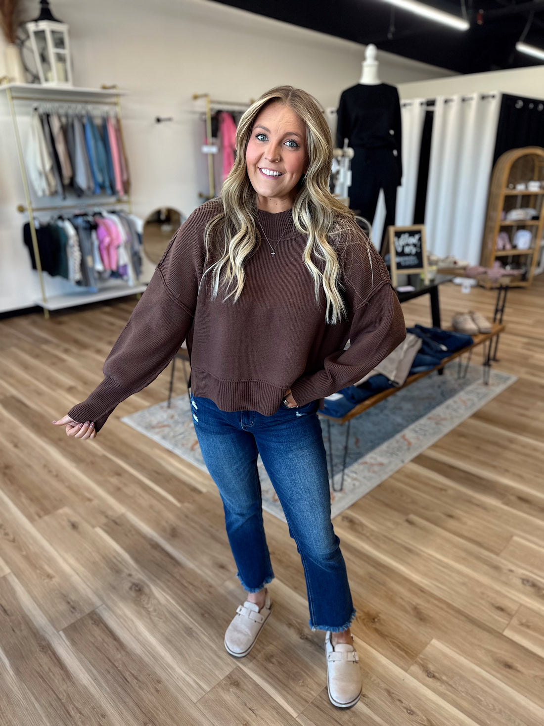 Hollynn Wide Neck Drop Shoulder Sweater