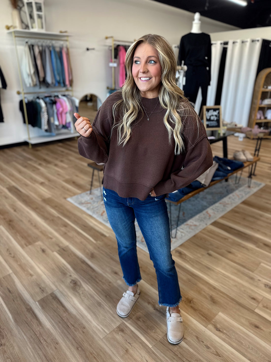 Hollynn Wide Neck Drop Shoulder Sweater