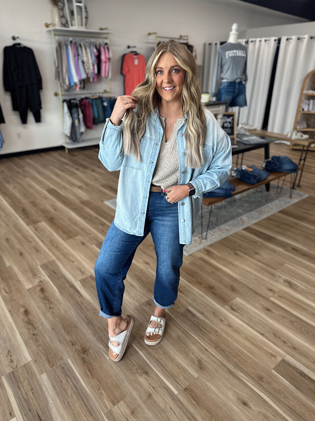 Deena Lightweight Oversized Denim Jacket