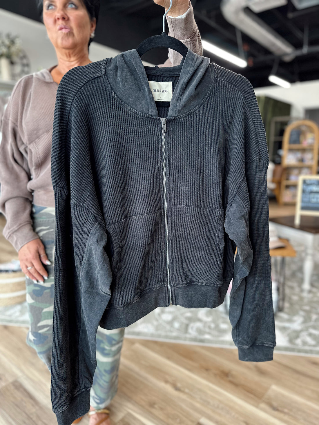 Carson Waffle Knit Zip Up