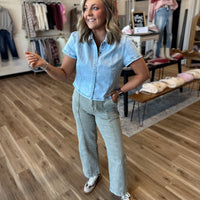 Missy Olive Denim Straight Leg Pants