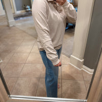 Hadley Striped Button Mock Neck Sweatshirt