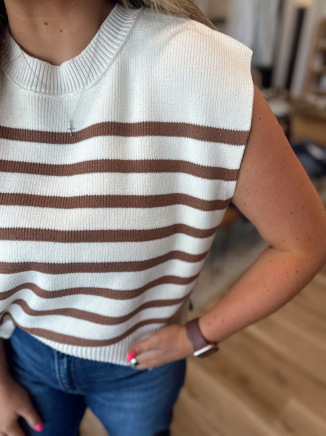 Serena Striped Sweater Vest