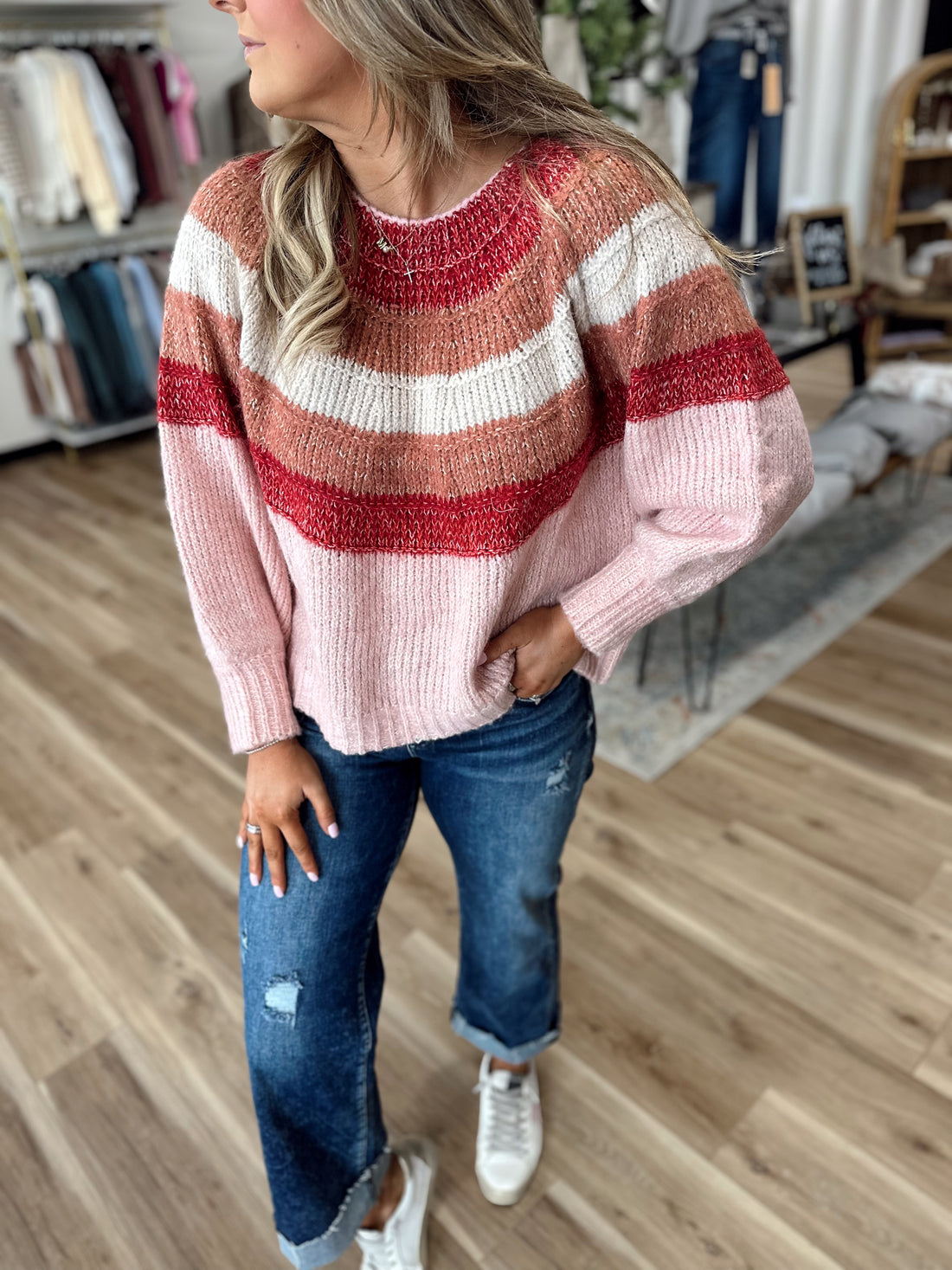 Jess Striped Chunky Knit Sweater