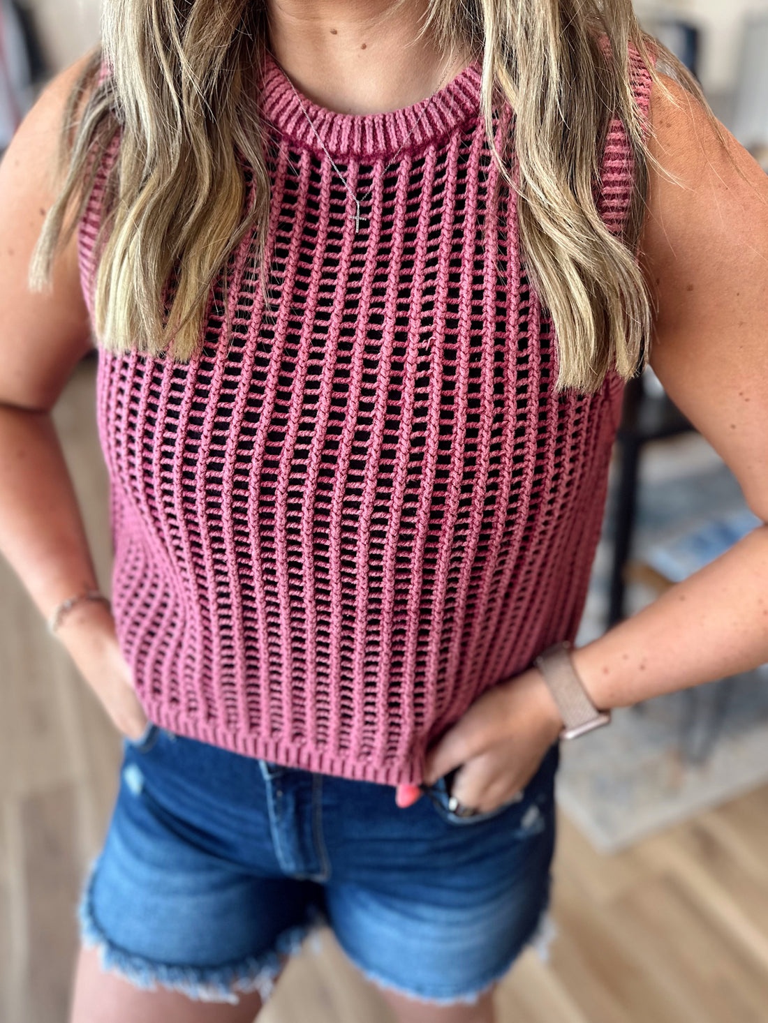 Whitney Fishnet Sweater Vest