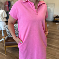 Heather Mineral Washed Polo Dress