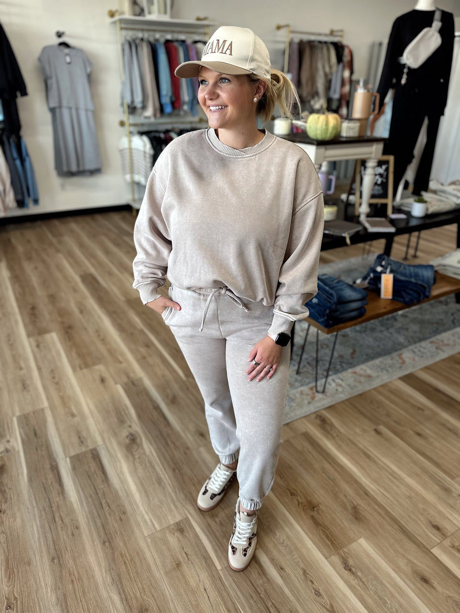 Taya Acid Wash Fleece Pullover
