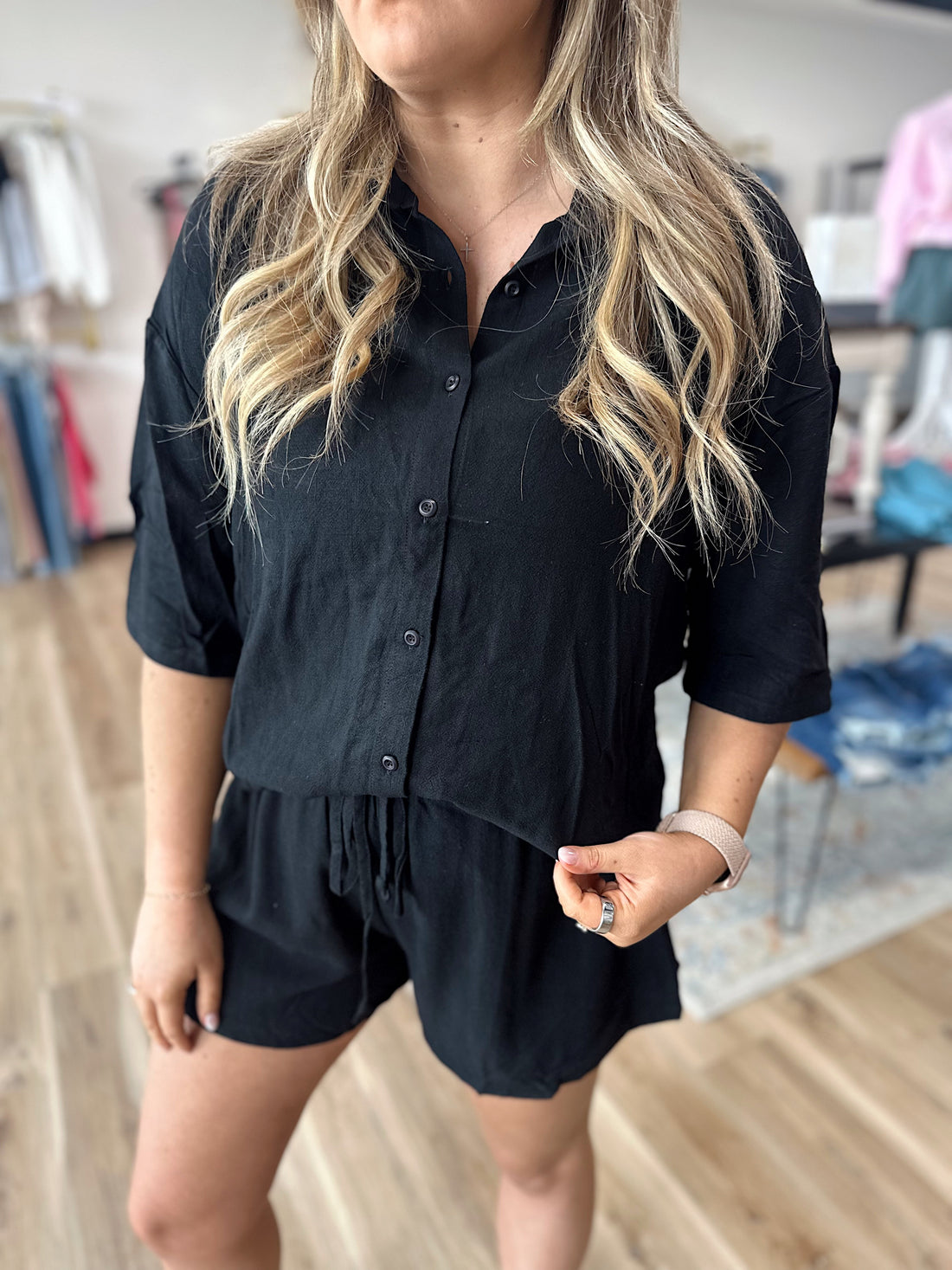 Kristie Black Linen Set