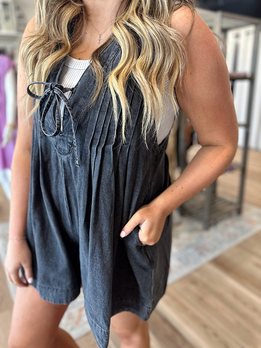 Karlee Pleated Denim Romper