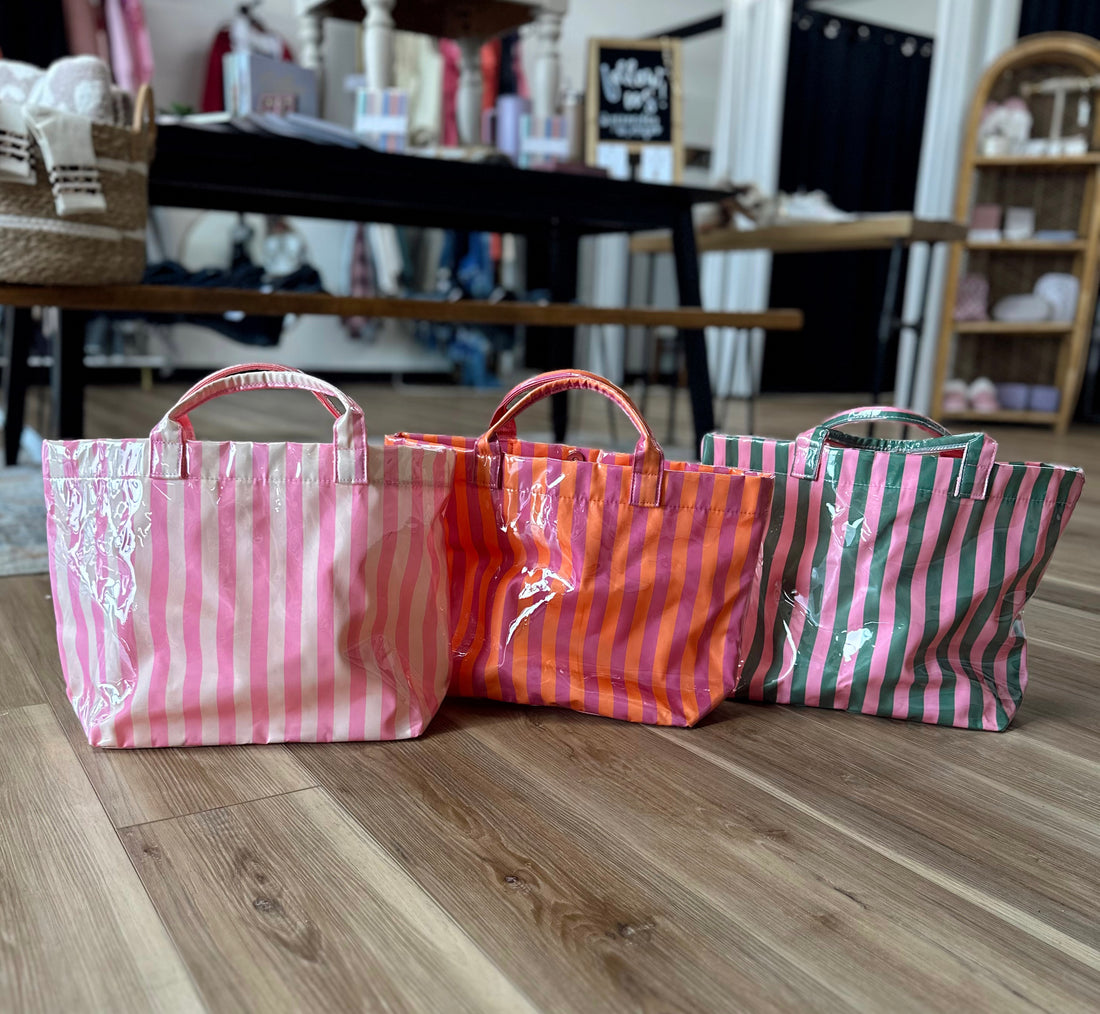 Kinsley Striped Vinyl Tote Bag