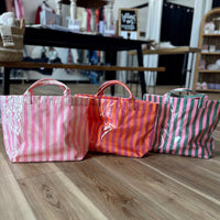 Kinsley Striped Vinyl Tote Bag