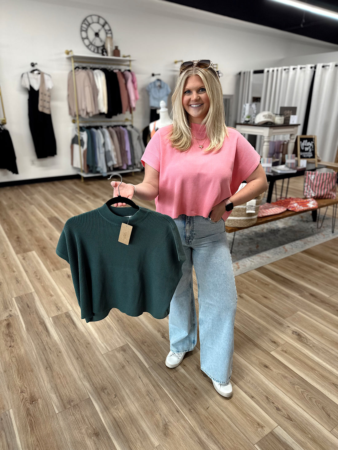 Sofia Mock Neck Short Sleeve Sweater