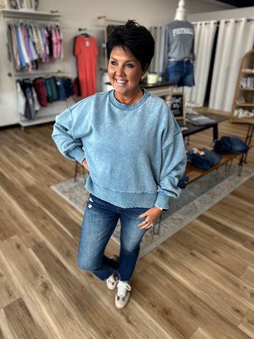 Blu Acid Wash Pullover