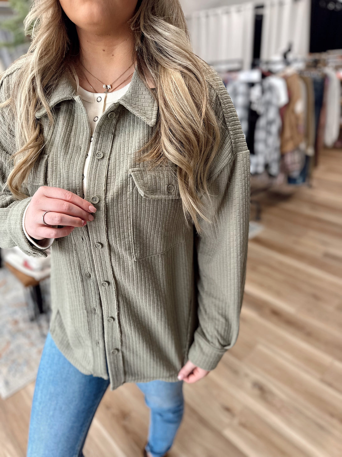 Button Down Henley Shacket