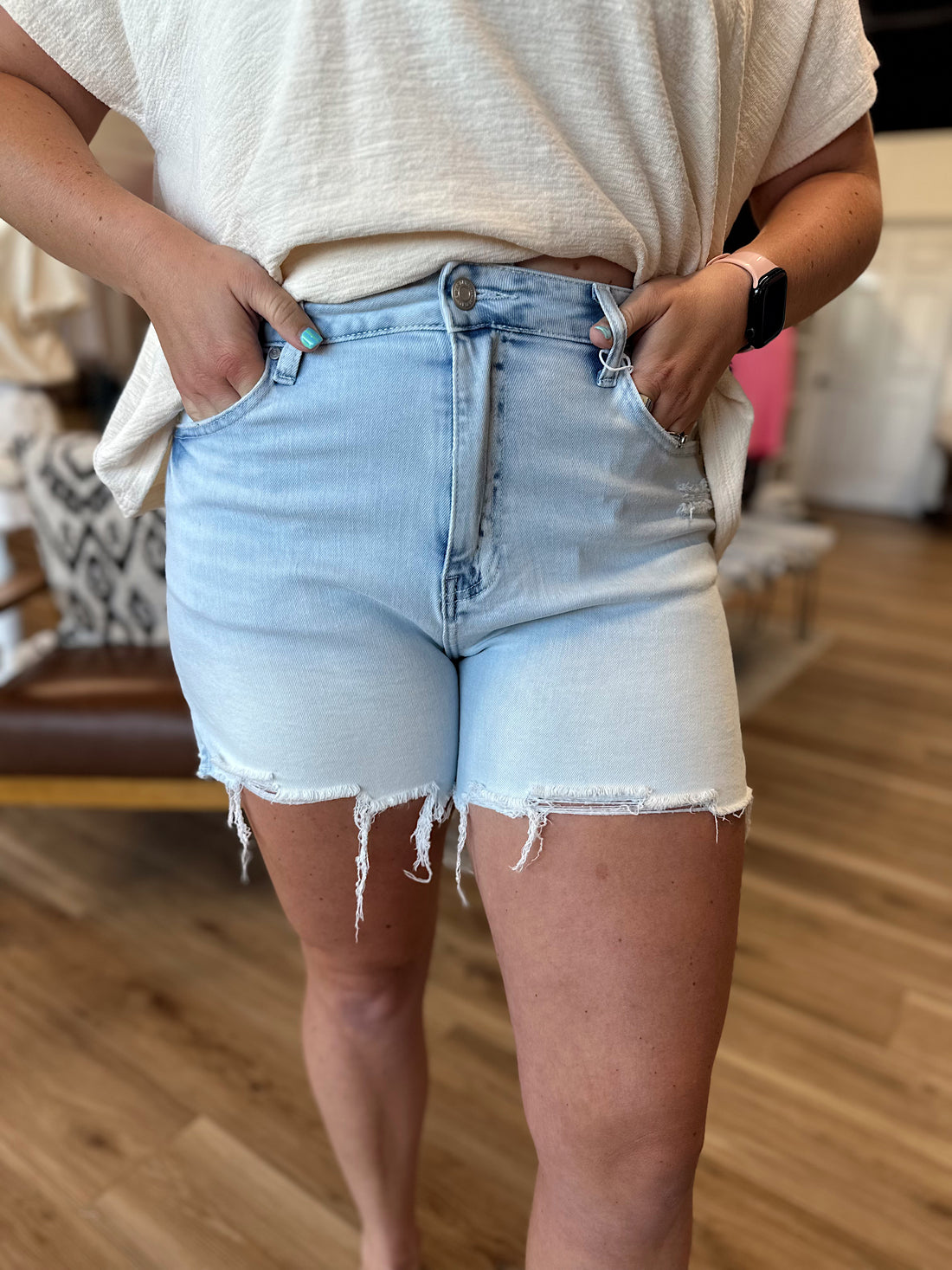 Jenna Distressed Denim Shorts