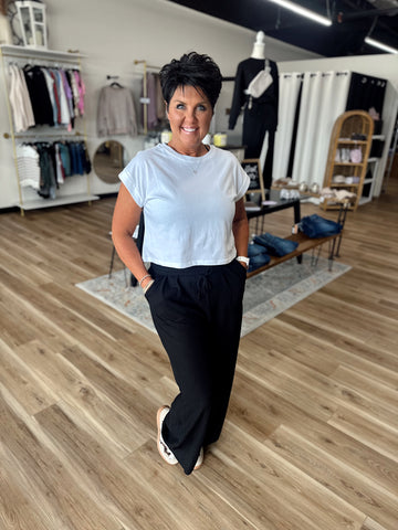 Kat Black Wide-Leg  Linen Pants