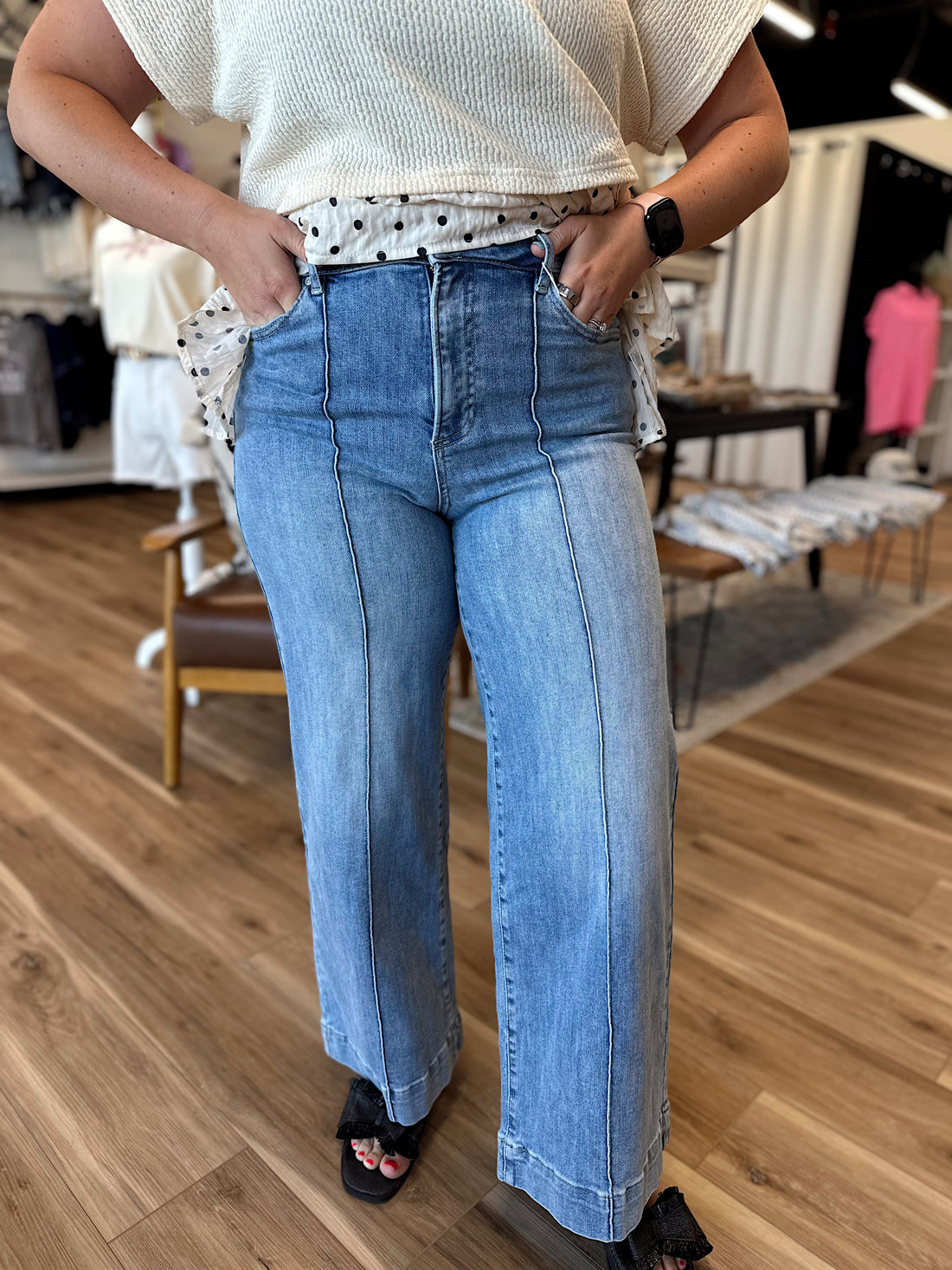 Beverly Pin Seam Wide Leg Jean