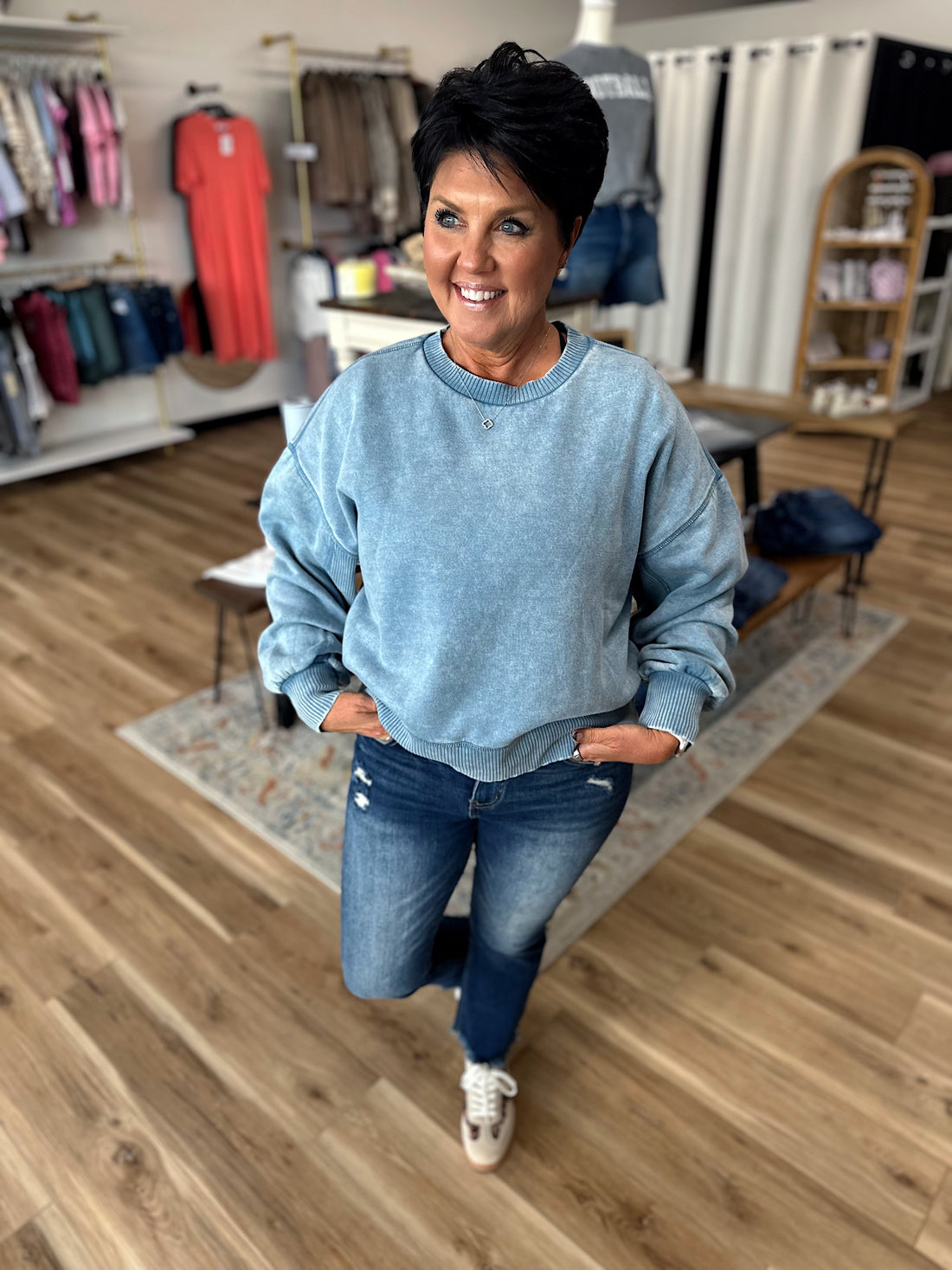 Blu Acid Wash Pullover