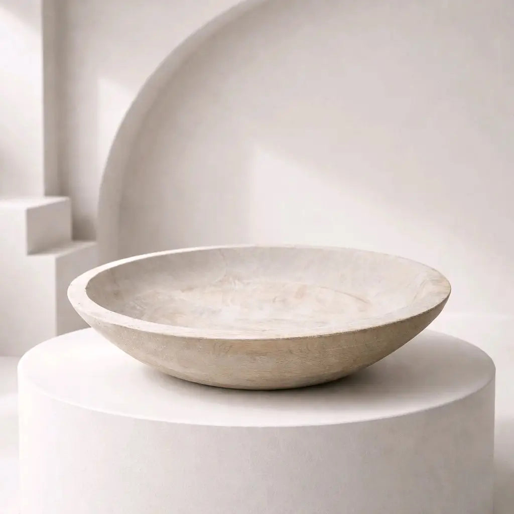 White Washed Wooden Bowl