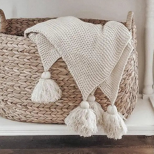 Knit Throw Blanket- Taupe