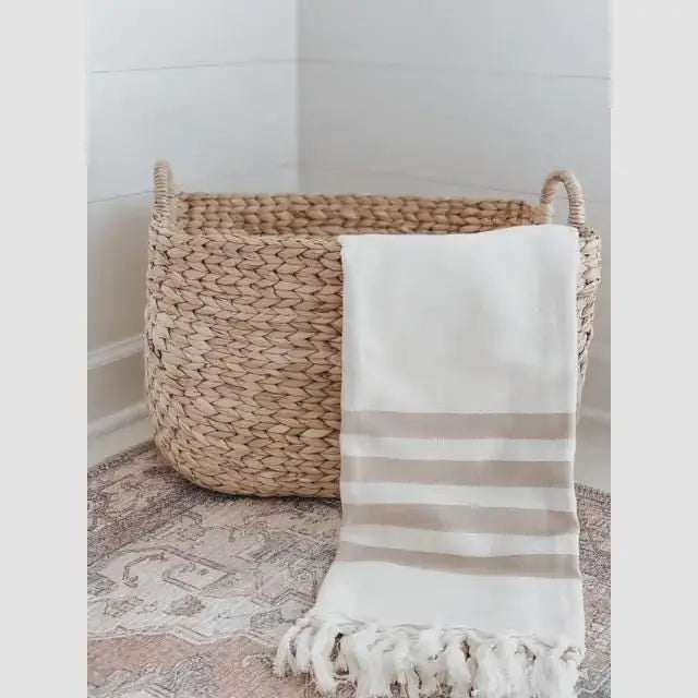 Tan Striped Throw Blanket