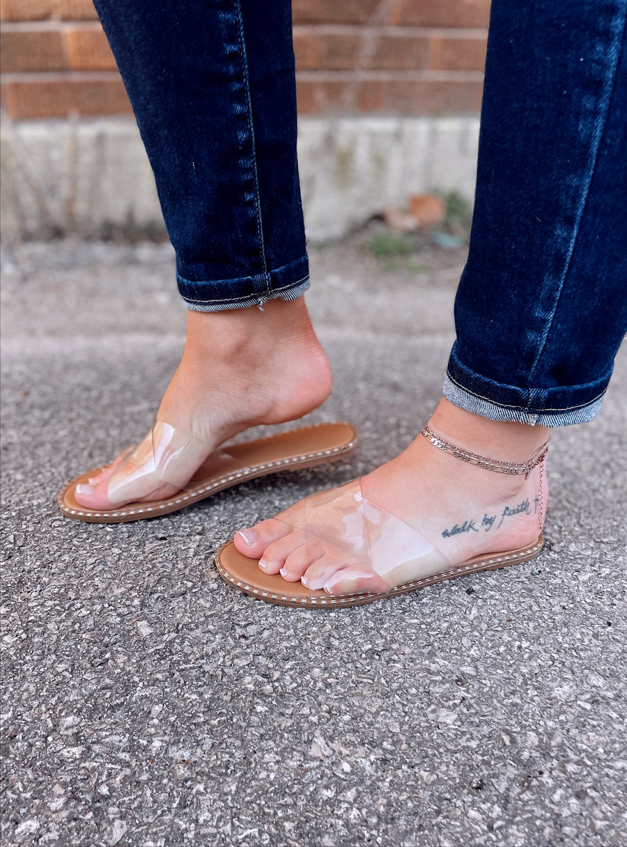 Bella Clear Strap Slides