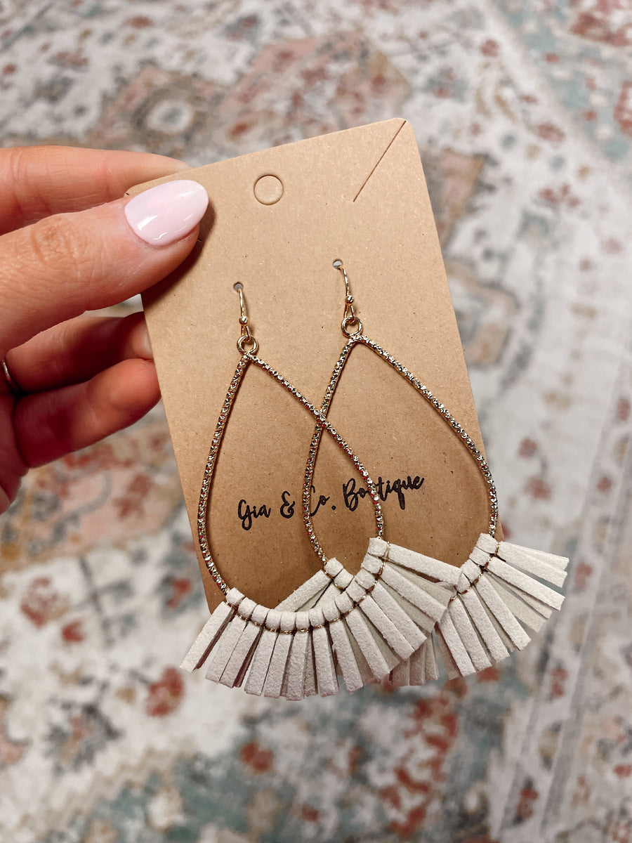 Suede Fringe Teardrop Earring